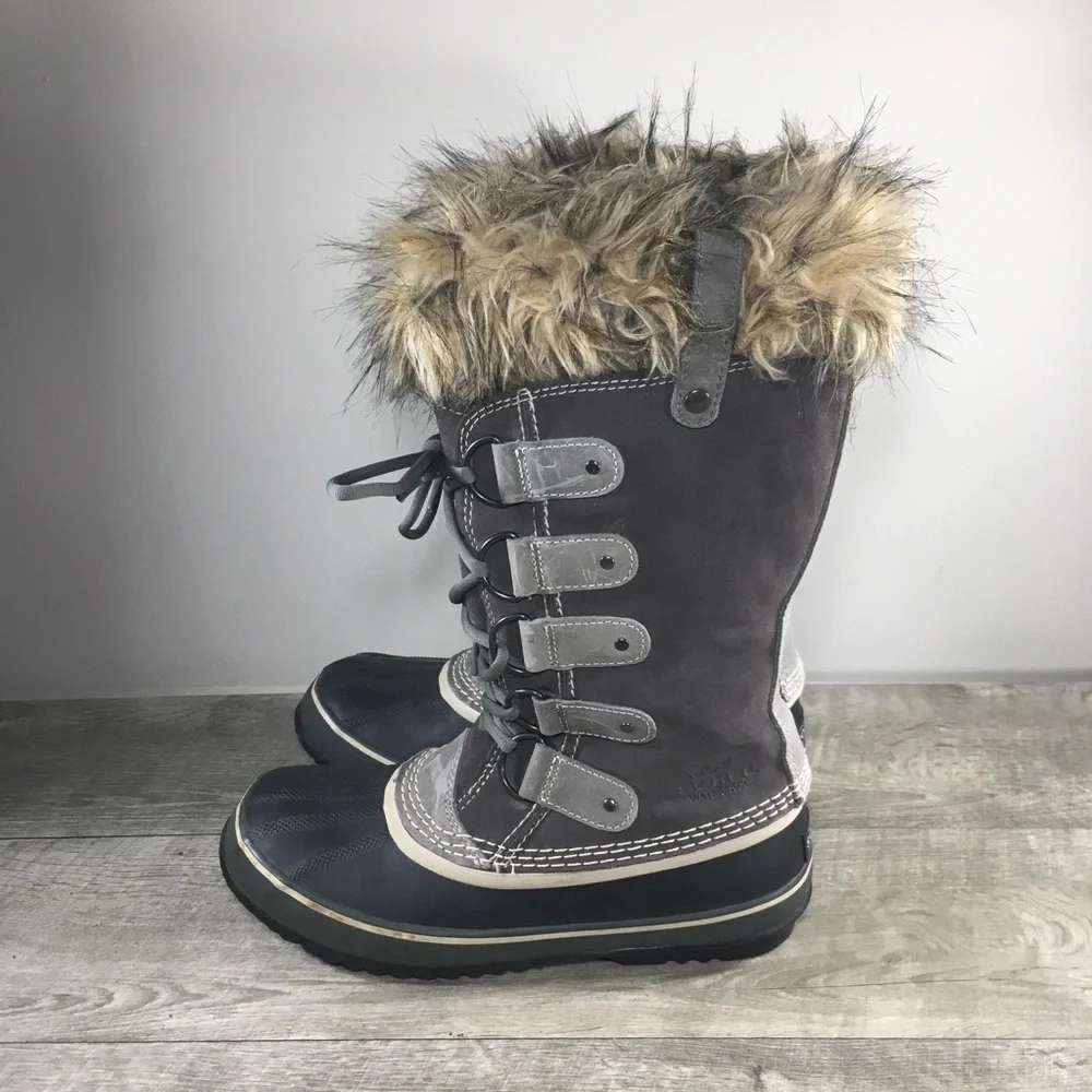 Sorel NL1540 Joan of Arctic Women's Winter Snow Waterproof Gray Leather Boots 10